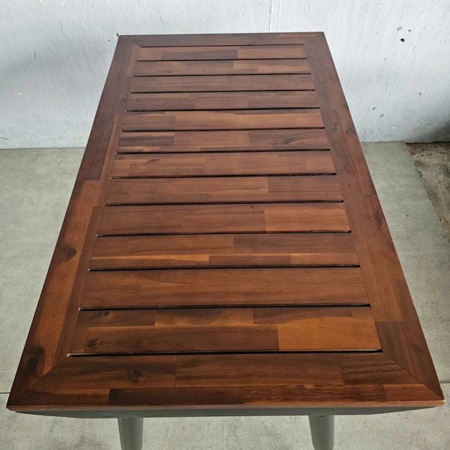 Bàn ăn ngoài trời 120x70cm gỗ tràm chân sắt CONE BA68216