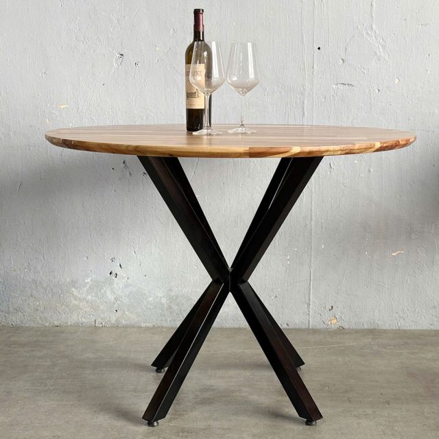 Bàn tròn 100cm gỗ Tràm chân sắt - BA68215