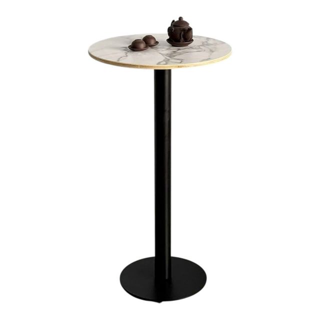 Bàn Bar tròn 160cm gỗ Plywood vân đá chân sắt - BB036