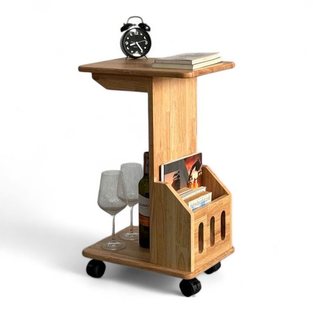 Bàn Bên Sofa JEMO di động gỗ cao su - SST041