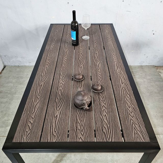 Bàn chữ nhật ngoài trời 160x80cm gỗ nhựa vân 3D BNT005