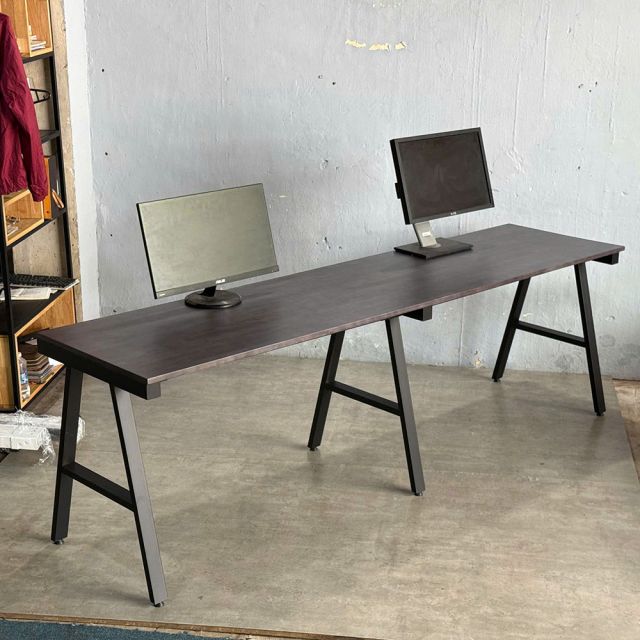 Bàn làm việc cụm 2 240x120cm gỗ cao su chân sắt hệ Aconcept HBAC028
