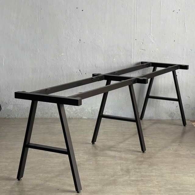 Bàn làm việc cụm 2 240x120cm gỗ cao su chân sắt hệ Aconcept HBAC028