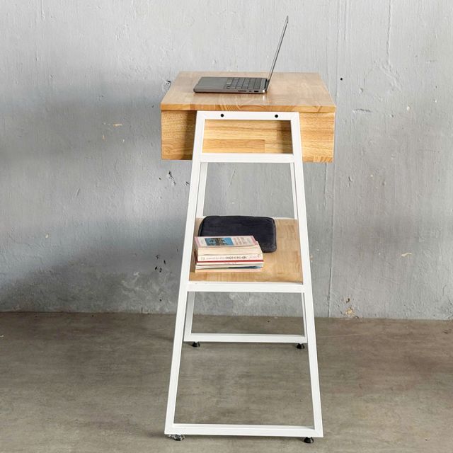 Bàn đứng Woba gỗ cao su chân sắt - STD68043