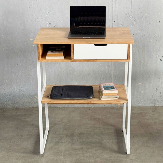 Bàn đứng Woba gỗ cao su chân sắt - STD68043