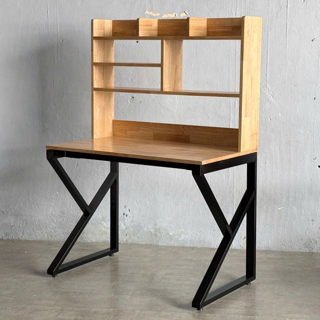 Bàn học liền giá sách 120x60cm chân sắt lắp ráp FD68056
