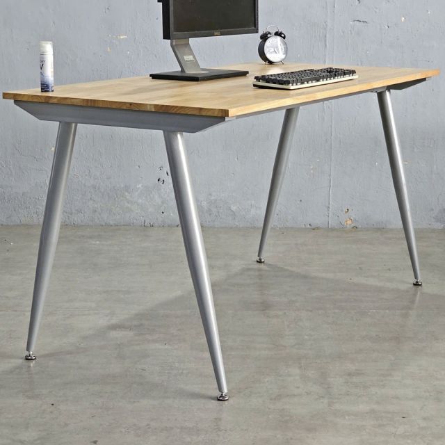 Bàn làm việc 140x70cm gỗ cao su chân sắt hệ CONE HBCO068