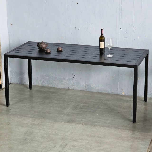 Bàn ngoài trời 180x80cm chân sắt gỗ cao su - BNT003