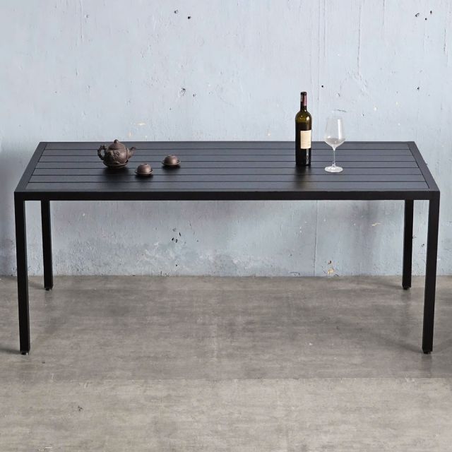 Bàn ngoài trời 180x80cm chân sắt gỗ cao su - BNT003