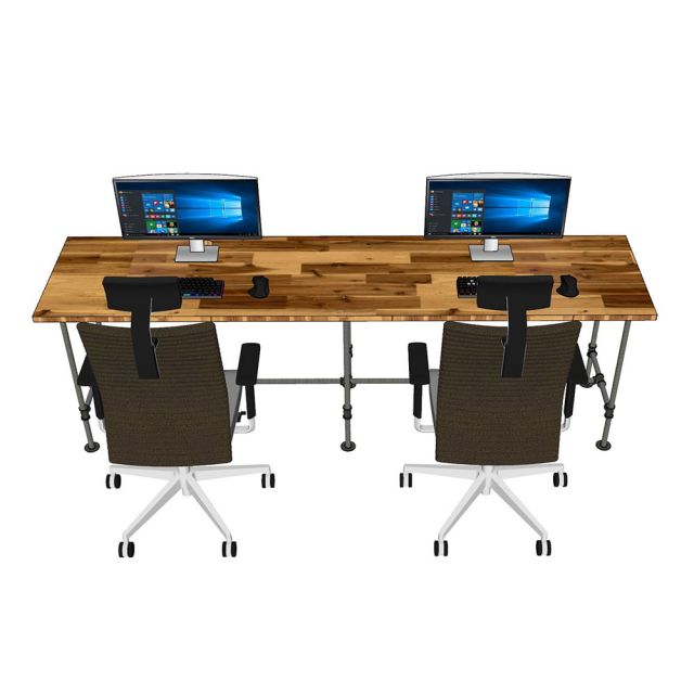 Bàn làm việc đôi 240x60cm Gỗ Tràm chân Ống Nước Sắt - PPF014