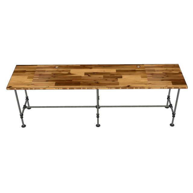 Bàn làm việc đôi 240x60cm Gỗ Tràm chân Ống Nước Sắt - PPF014