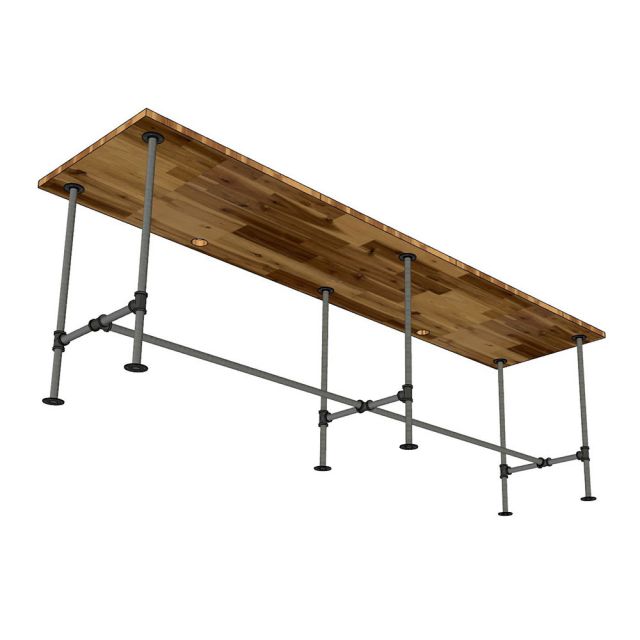 Bàn làm việc đôi 240x60cm Gỗ Tràm chân Ống Nước Sắt - PPF014