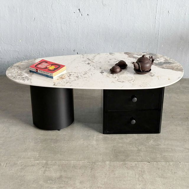 Bàn sofa có ngăn kéo 120x60cm mặt đá ceramic chân sắt  TT68302