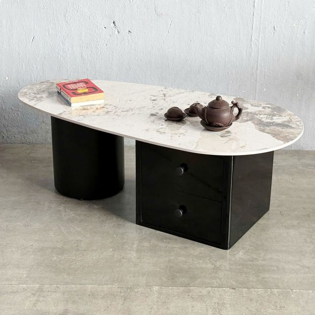 Bàn sofa có ngăn kéo 120x60cm mặt đá ceramic chân sắt  TT68302