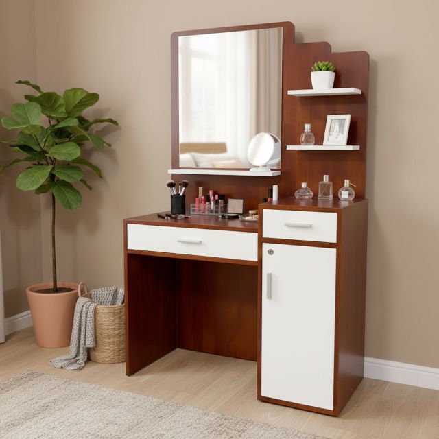 Bàn trang điểm gỗ cao su 100x40x165cm - BTD68073