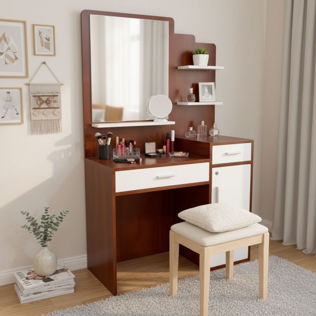 Bàn trang điểm gỗ cao su 100x40x165cm - BTD68073