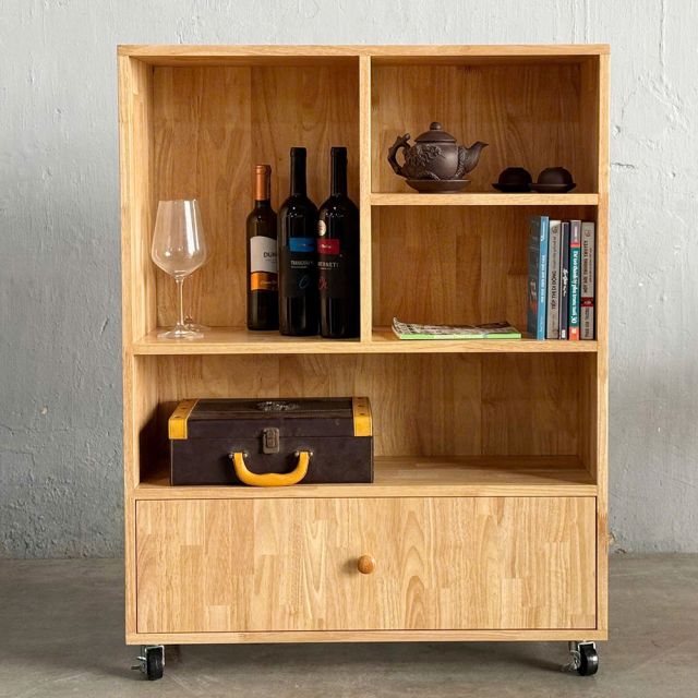 Tủ Kệ di động gỗ cao su 80x30x107cm - KTT68025