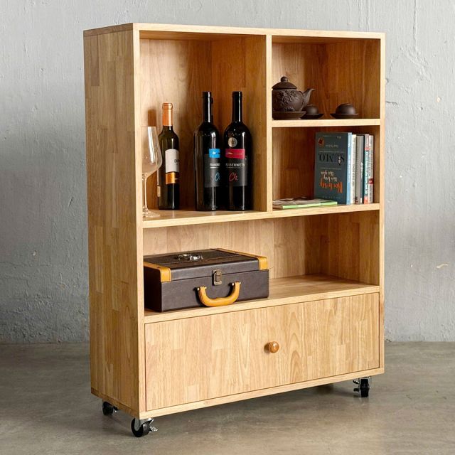 Tủ Kệ di động gỗ cao su 80x30x107cm - KTT68025