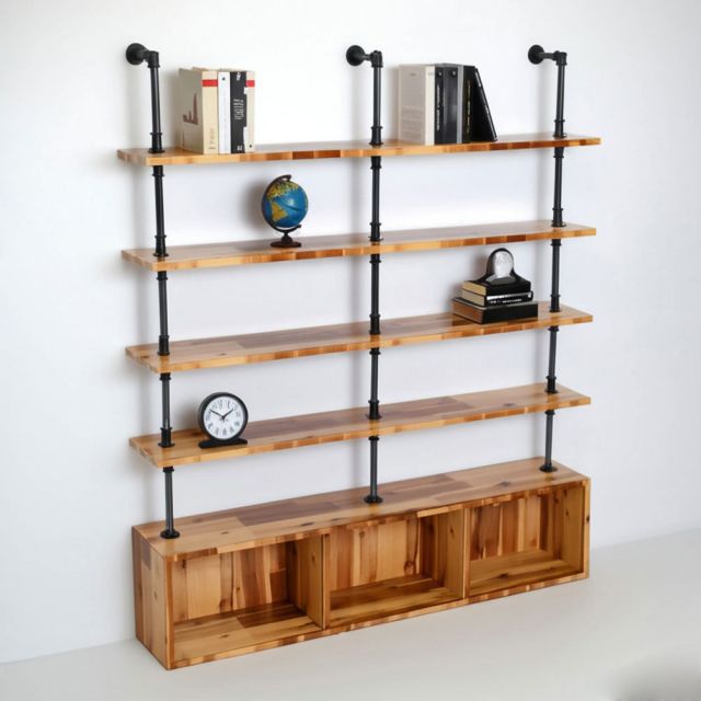 Kệ ống nước dài 160cm 4 tầng gỗ tràm có hộc chân dài -  PPF013