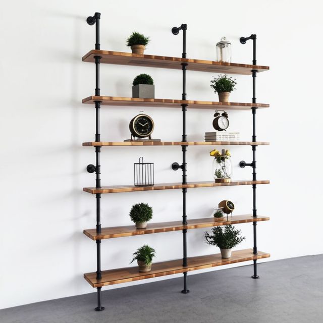 Kệ ống nước sắt 6 tầng gỗ tràm 160x25x220cm - PPF002