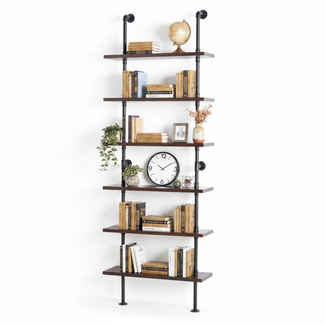 Kệ ống nước sắt gỗ tràm treo áp tường 80x25x220cm - PPF001