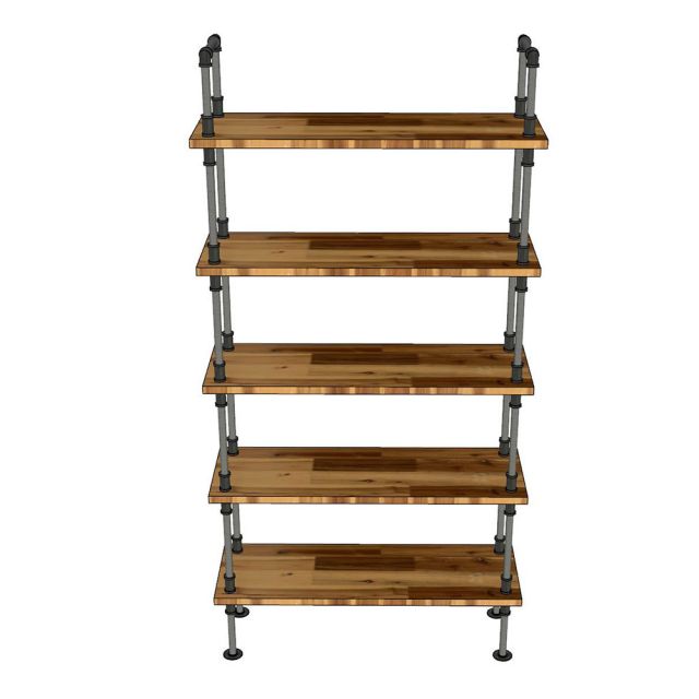 Kệ ống nước sắt 5 tầng gỗ Tràm 100x35x190cm - PPF003