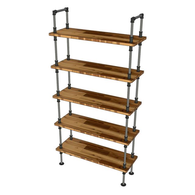 Kệ ống nước sắt 5 tầng gỗ Tràm 100x35x190cm - PPF003