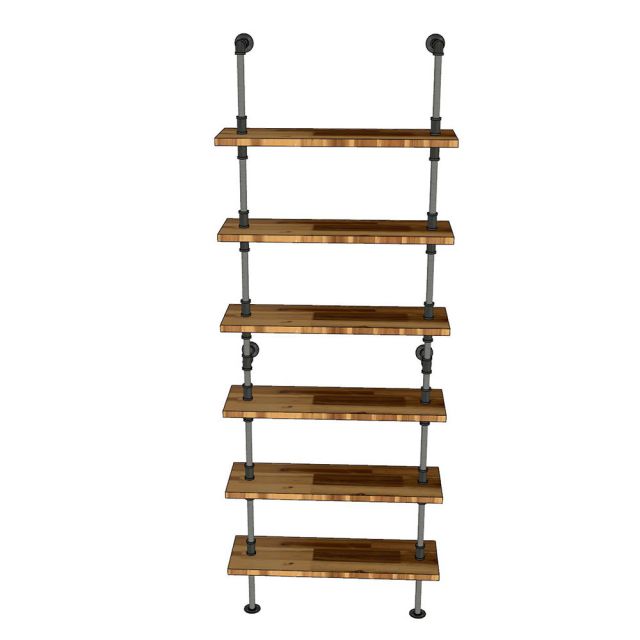 Kệ ống nước sắt gỗ tràm treo áp tường 80x25x220cm - PPF001