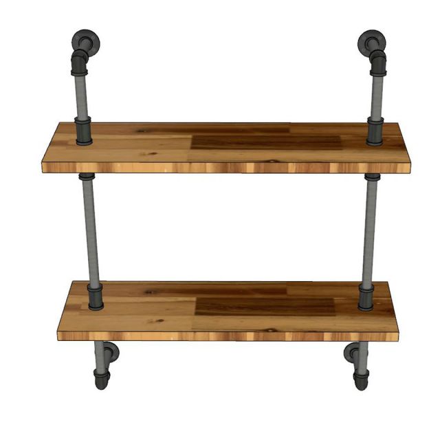 Kệ ống nước sắt treo tường 2 tầng gỗ Tràm 80x25x85cm- PPF006