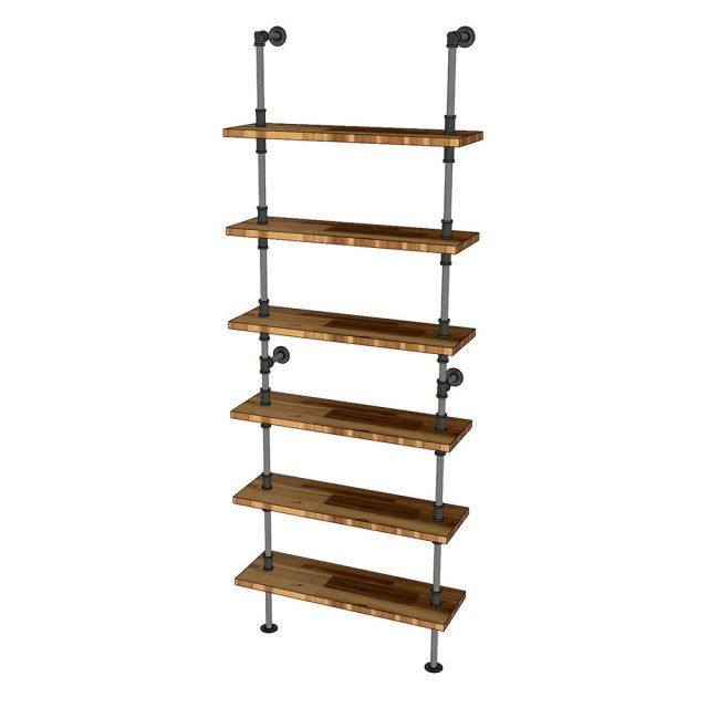 Kệ ống nước sắt gỗ tràm treo áp tường 80x25x220cm - PPF001