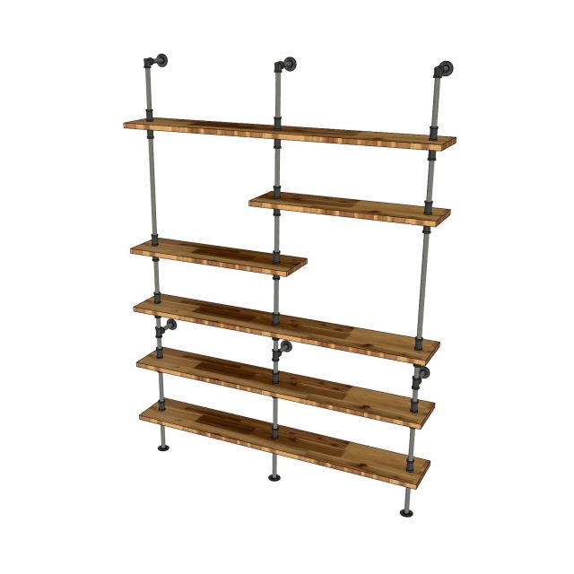 Kệ 6 tầng gỗ Tràm ống nước sắt tiện ren 160x25x220cm - PPF008