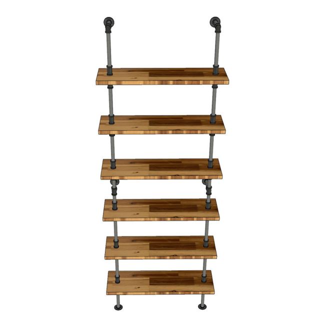 Kệ ống nước sắt gỗ tràm treo áp tường 80x25x220cm - PPF001