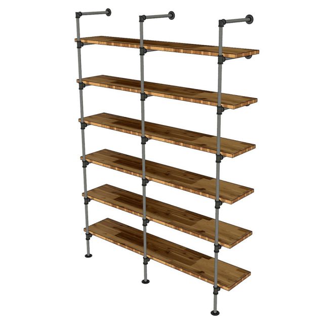 Kệ ống nước sắt tiện ren 6 tầng gỗ Tràm 160x40x220cm - PPF009
