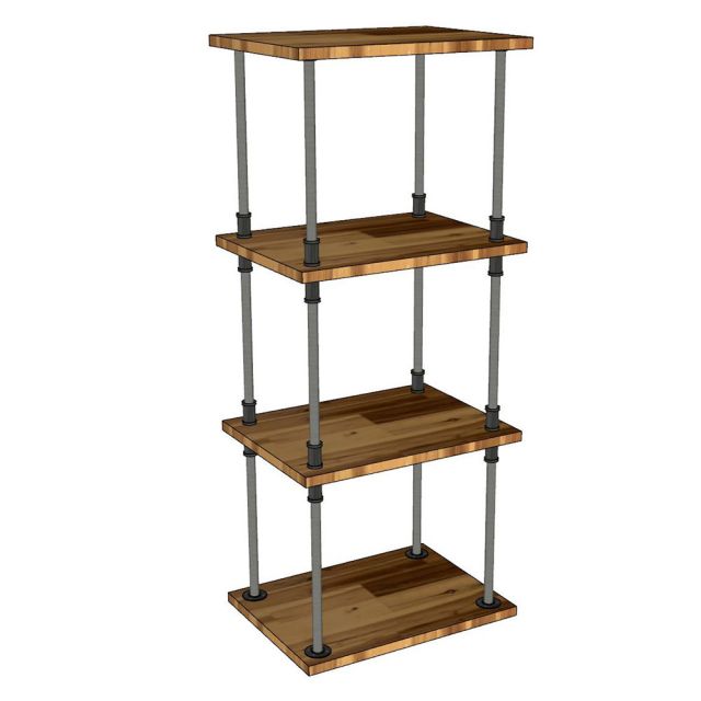 Kệ ống nước sắt 4 tầng gỗ Tràm 60x45x145cm - PPF010