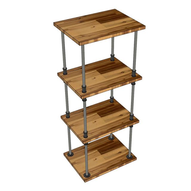 Kệ ống nước sắt 4 tầng gỗ Tràm 60x45x145cm - PPF010