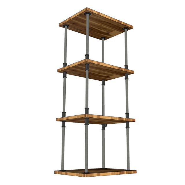 Kệ ống nước sắt 4 tầng gỗ Tràm 60x45x145cm - PPF010