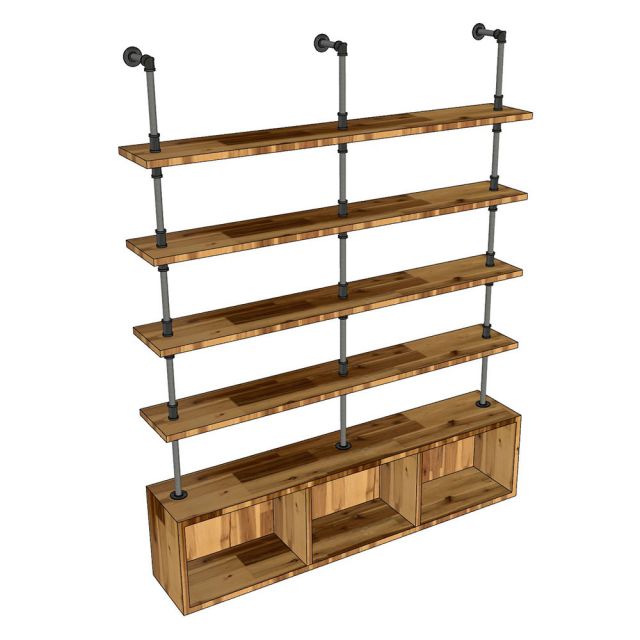 Kệ ống nước dài 160cm 4 tầng gỗ tràm có hộc chân dài -  PPF013