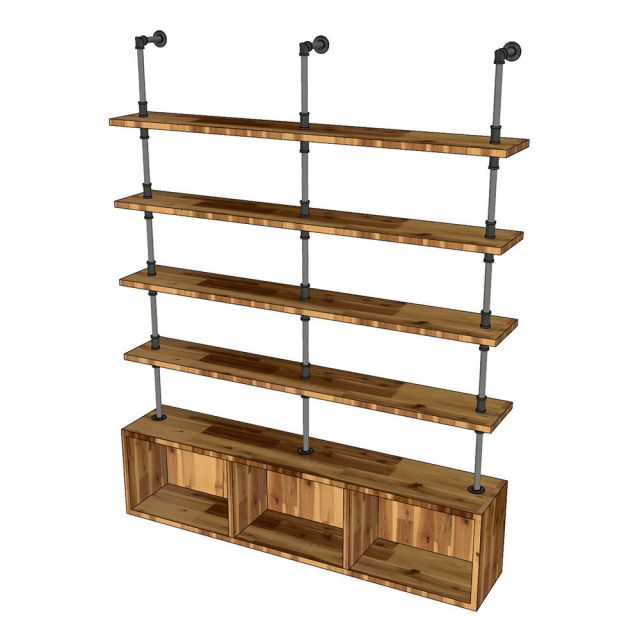 Kệ ống nước dài 160cm 4 tầng gỗ tràm có hộc chân dài -  PPF013