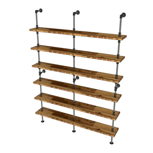 Kệ ống nước sắt 6 tầng gỗ tràm 160x25x220cm - PPF002