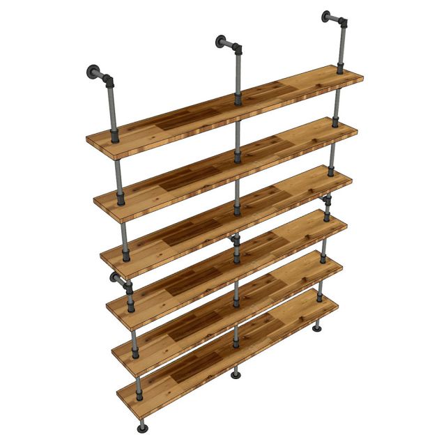 Kệ ống nước sắt 6 tầng gỗ tràm 160x25x220cm - PPF002