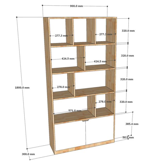 Kệ sách Azen gỗ cao su 90x30x180cm - KS68294
