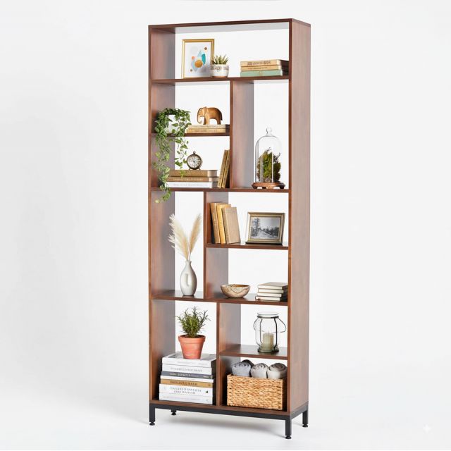 Kệ sách 80x30x210cm gỗ cao su chân sắt KS68295 Kệ sách 80x30x210cm gỗ cao su chân sắt KS68295