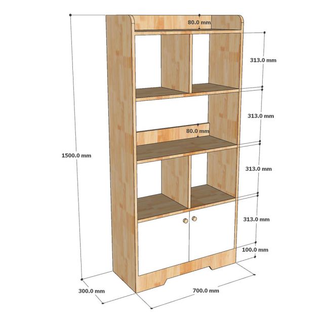 Kệ sách LAMI gỗ cao su 70x30x150cm - KS68292