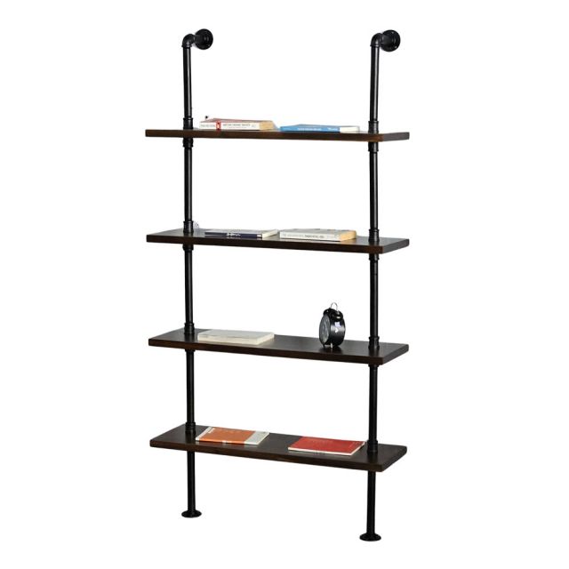 Kệ ống nước sắt 4 tầng gỗ tràm treo áp tường 80x25x155cm  - PPF007