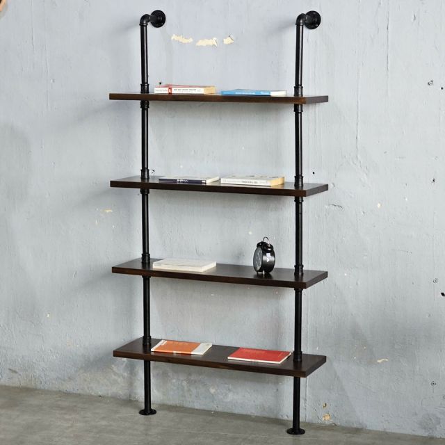 Kệ ống nước sắt 4 tầng gỗ tràm treo áp tường 80x25x155cm  - PPF007