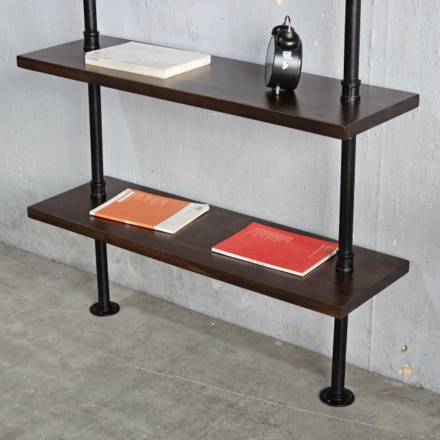 Kệ ống nước sắt 4 tầng gỗ tràm treo áp tường 80x25x155cm  - PPF007