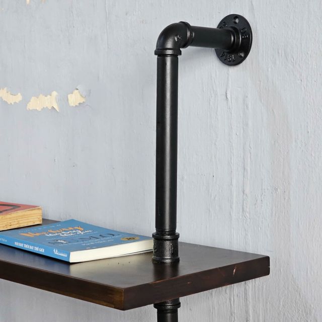 Kệ ống nước sắt 4 tầng gỗ tràm treo áp tường 80x25x155cm  - PPF007