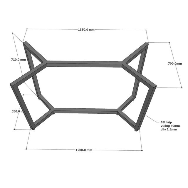 Chân bàn ăn sắt hộp sơn tĩnh điện - CHBBA040