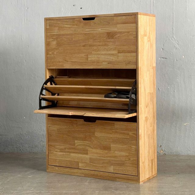 Tủ kệ dép cửa lật 3 ngăn gỗ cao su - KG68080