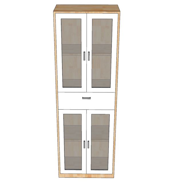 Tủ hồ sơ đứng hiện đại gỗ cao su có hộc kéo 60x35x180cm - THS68076